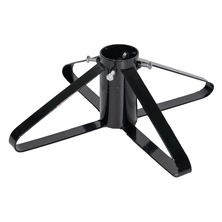 Suport metalic pentru brad de Craciun, 4 picioare, diametru 75 mm, culoare negru