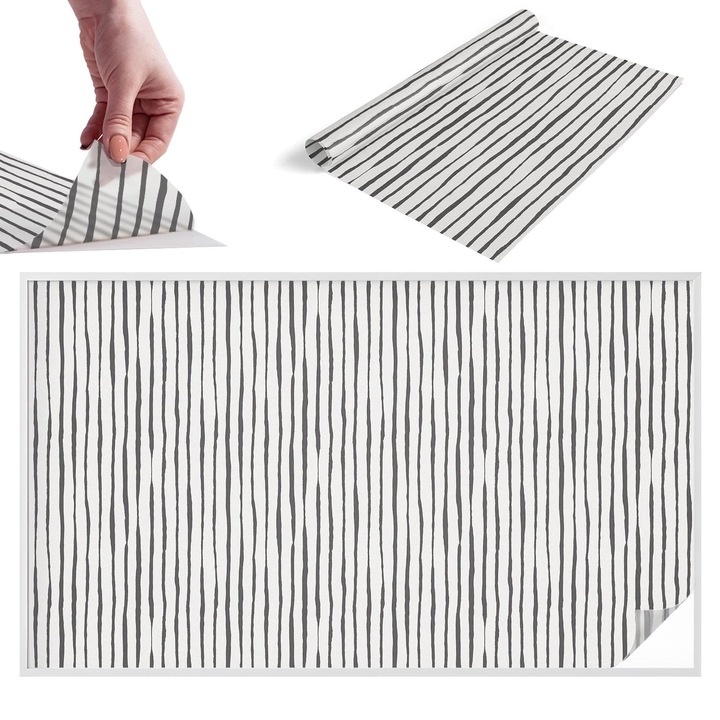 Folie pentru confidentialitate, Wallfluent, Dungi verticale, Negru, 200x116 cm, Pentru Usi de Sticla, Autoadeziva Decorativ, 010450850060000012144