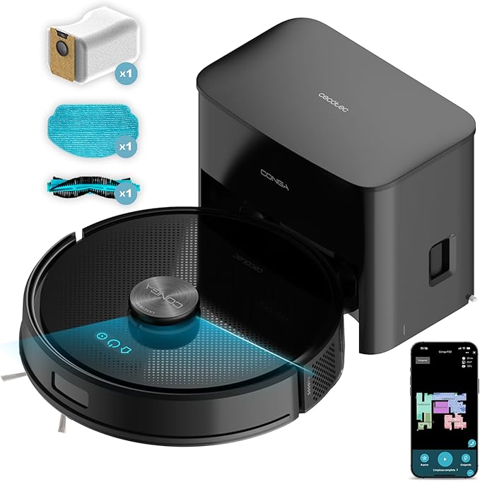 Aspirator și mop robot Cecotec Conga Y50 X-Treme, putere 5000 Pa, bază auto-golire 3L, control aplicație, multifuncțional