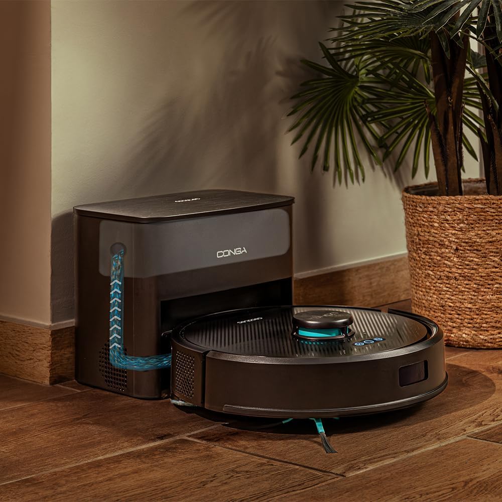 Aspirator și mop robot Cecotec Conga Y50 X-Treme, putere 5000 Pa, bază auto-golire 3L, control aplicație, multifuncțional