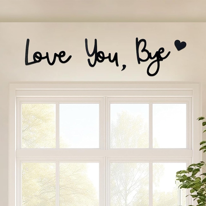 Fából készült tábla "Love You Bye", Yisynim, sokoldalú dekoráció, fekete