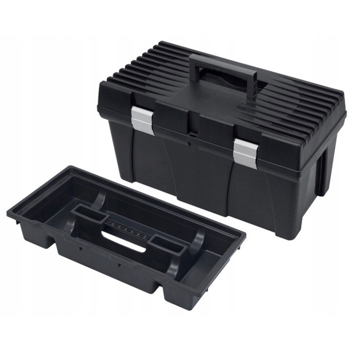 Szerszámosláda műanyag 525×255×245 mm fekete