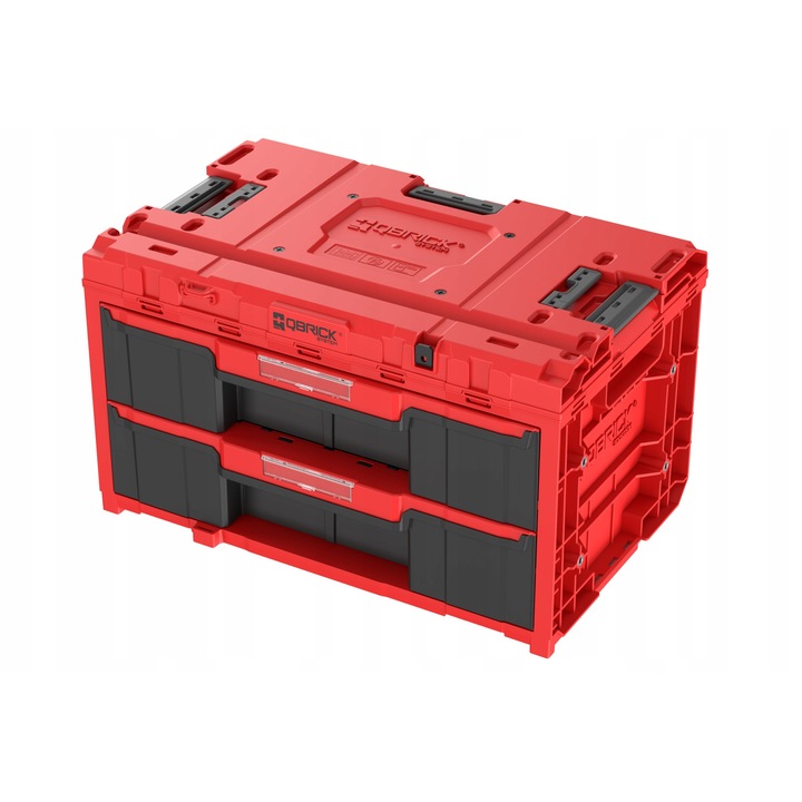 Qbrick System ONE Drawer 2 szerszámosláda, ultra-ellenálló, piros, 587x380x340mm