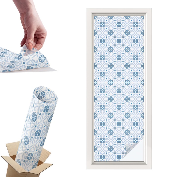 Folie Decorativa, Wallfluent, Decoratiuni cu faianta, Alb, 50x146 cm, Pentru Geam Baie, Autoadeziva Decorativ, 010450850070000283265