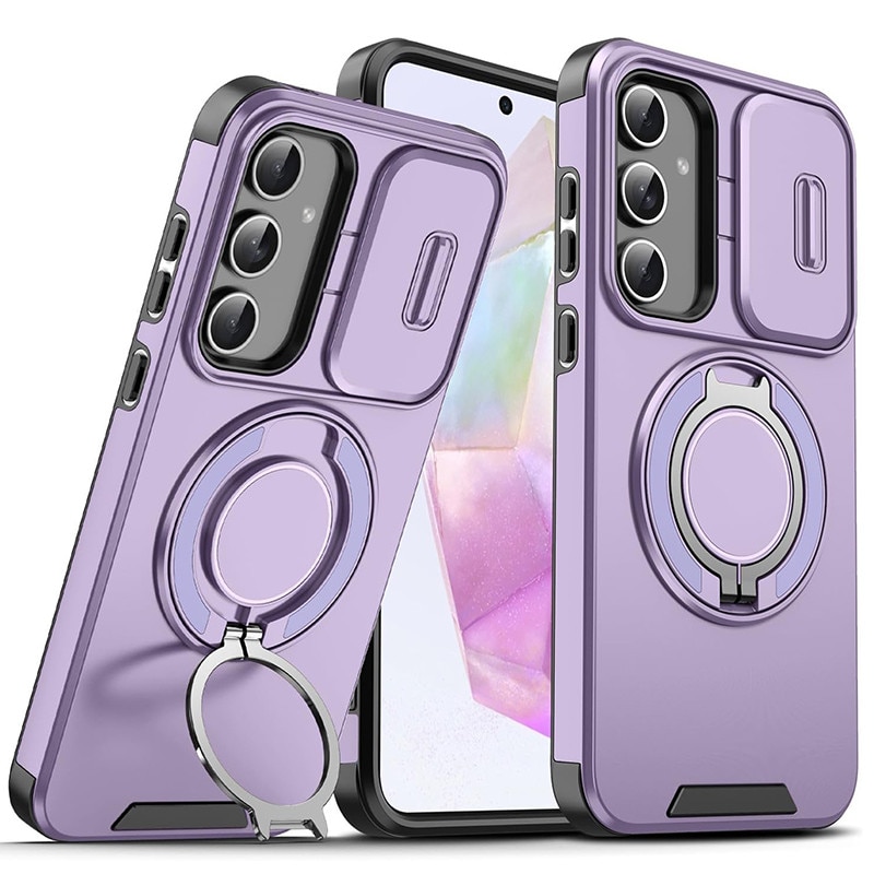 Husa de protectie pentru Samsung Galaxy A05s, compatibila Magsafe, Hybrid Antisoc, Bumper inel rotativ 360, -violet
