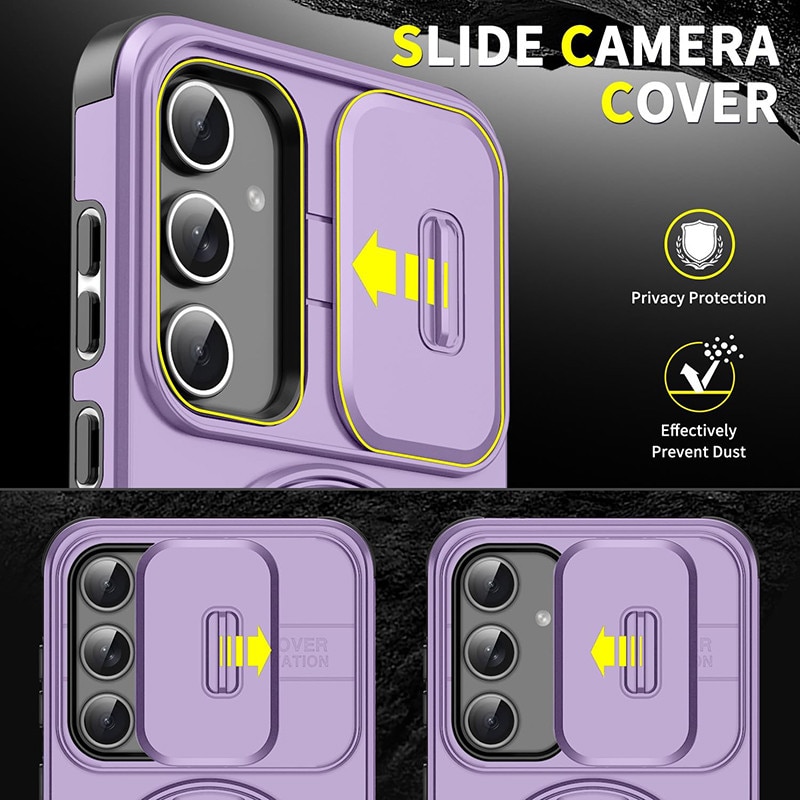 Husa de protectie pentru Samsung Galaxy A05s, compatibila Magsafe, Hybrid Antisoc, Bumper inel rotativ 360, -violet