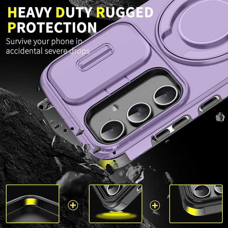 Husa de protectie pentru Samsung Galaxy A05s, compatibila Magsafe, Hybrid Antisoc, Bumper inel rotativ 360, -violet