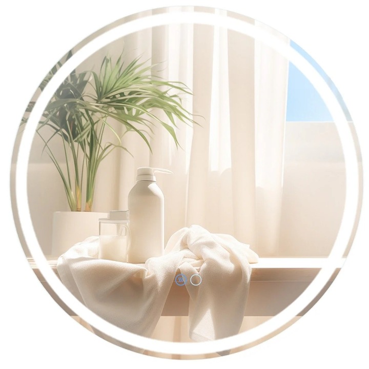 LED-es fürdőszobai tükör páramentesítővel, kettős világítással