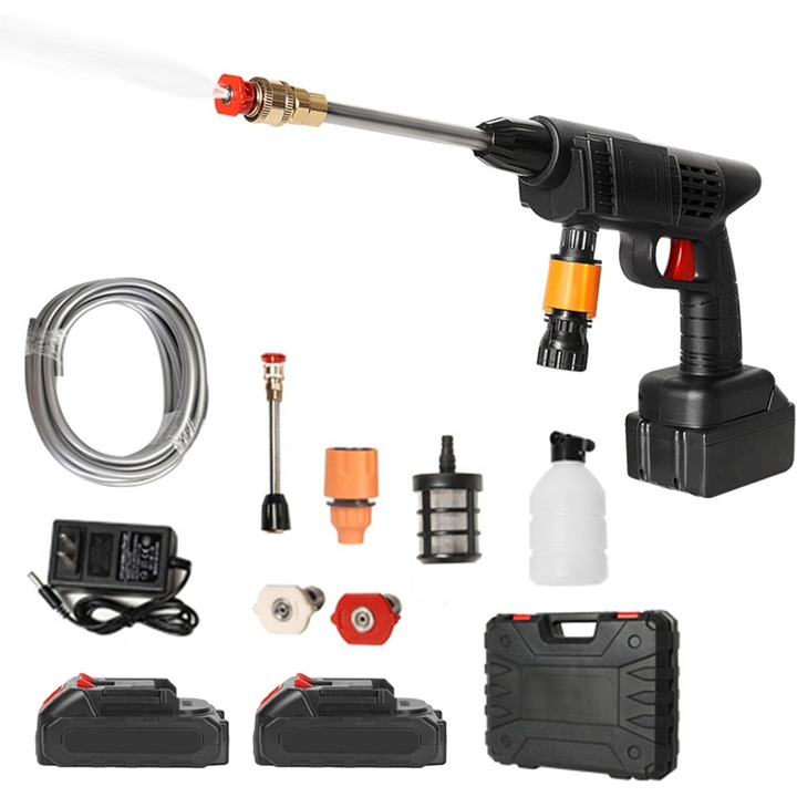 Aparat de spalat de inalta 22 bari, furtun de 5 m, 2 baterii reincarcabile de 6000 mAh