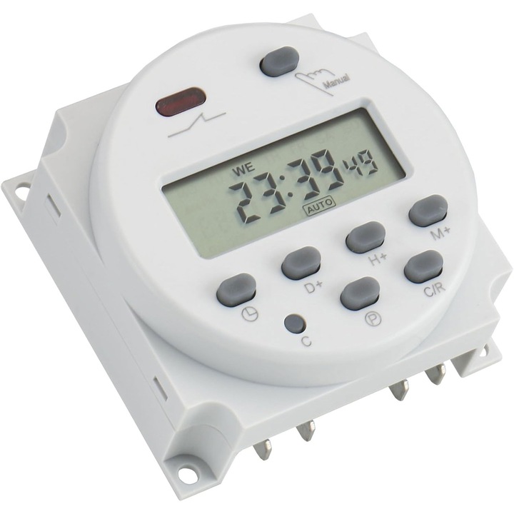 Comutator temporizator digital programabil, RASK, 12v, alb