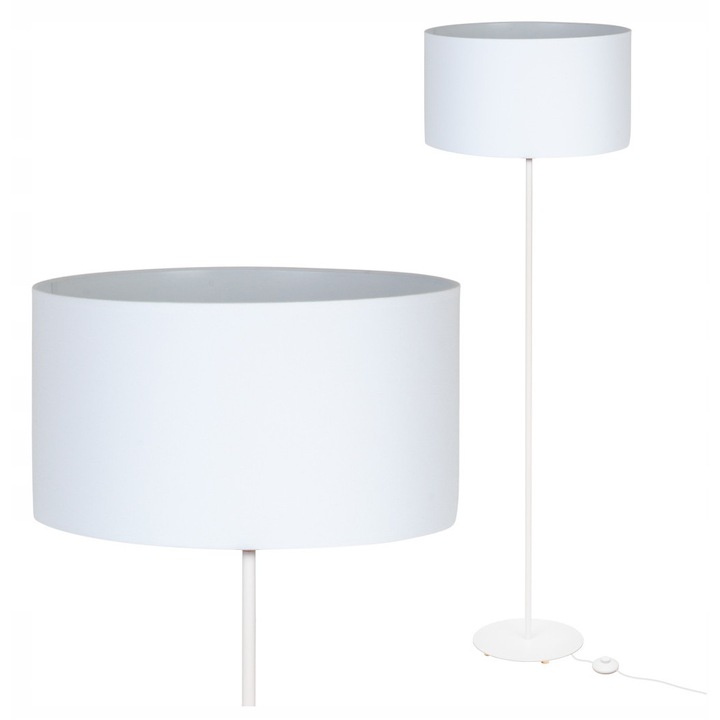 Lampa de podea Cerlux, metalică, 140cm, E27, negru/gri/alb