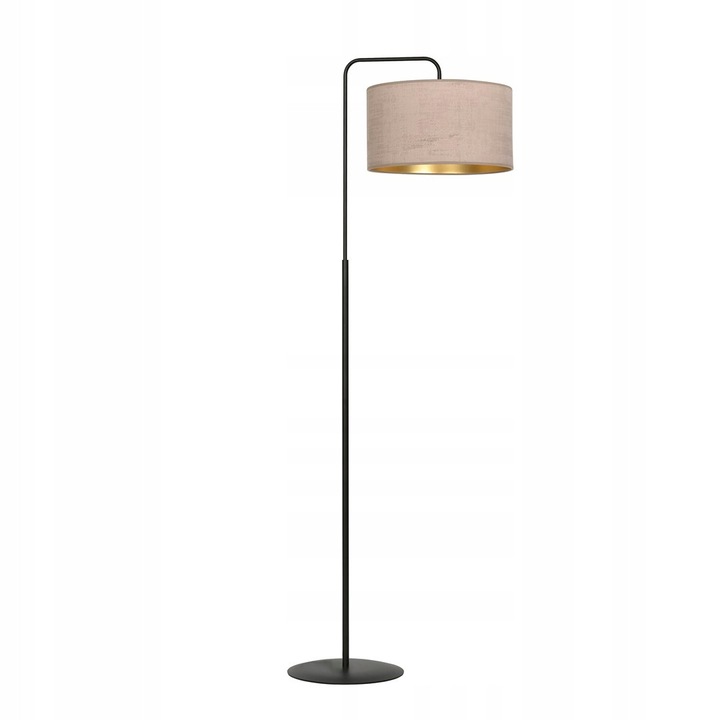 Lampa de podea Emibig HILDE, neagră, 150cm, abajur catifelat cu interior auriu