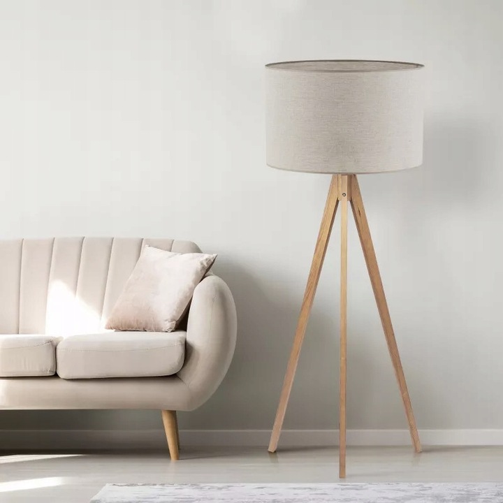 Lampa de podea TK Lighting TREVISO NATURE 5415, negru, 145 cm, material textil, LED