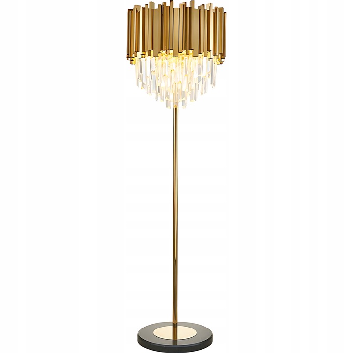 Lampa de podea Toolight aurie stil Glamour, cristal transparent, E14, 100cm