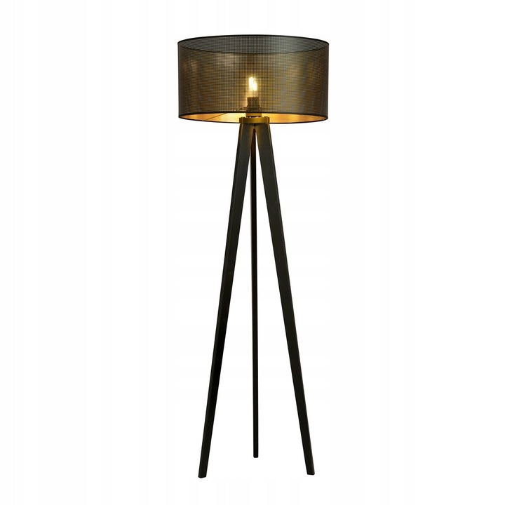Lampa de podea Emibig OLIMPIA negru-auriu, abajur rotund 45cm, înălțime 150cm