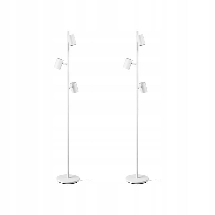 Lampa de podea set 2 buc NYMANE, 3 spoturi orientabile, alb, 160cm
