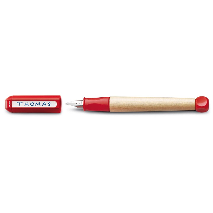 Lamy abc töltőtoll, piros, ergonomikus gyerekeknek, rozsdamentes acél hegy, juharfa test