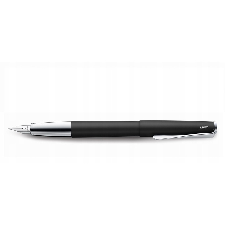 Lamy studio fekete töltőtoll, F hegy, modern design, átalakítóval és kék tintapatronnal