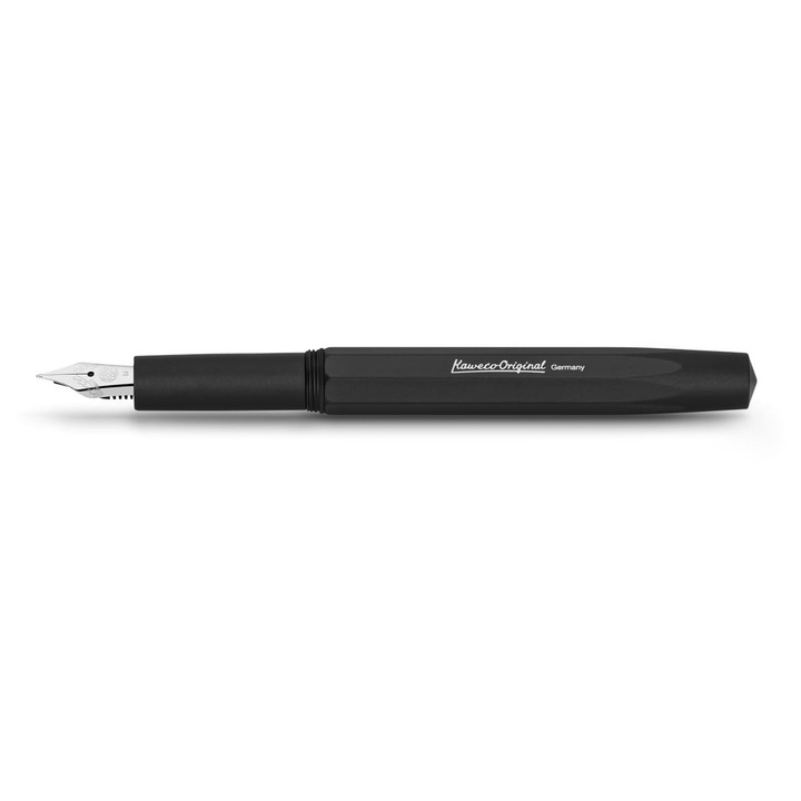 Kaweco Original töltőtoll, fekete, eloxált alumínium test, finom, rozsdamentes acél hegy