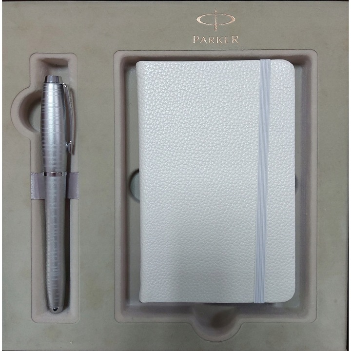 Parker Urban Premium Ezüst toll, eloxált alumínium test, króm díszítés, jegyzetfüzettel