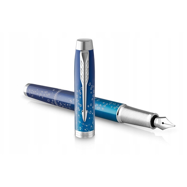 Parker IM SE Last Frontier Submerge CT toll, fekete-kék, rozsdamentes acél, gradiens design, patronnal és dobozzal