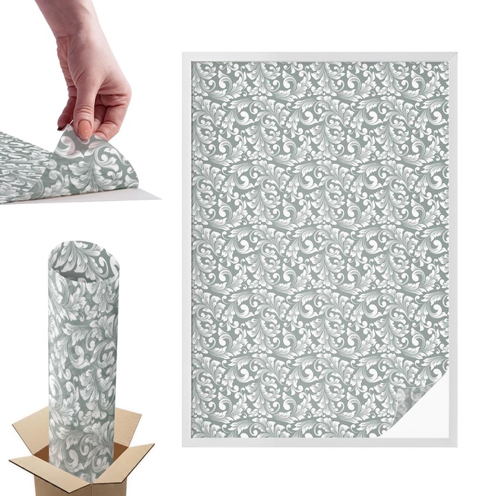 Folie Autoadeziva pentru Protectie Solara si Intimitate pentru Geam si Fereastra, Wallfluent, Eleganta frunzisoasa, Verde, 100x146 cm, Blocare Solara, Autoadeziva Decorativ, 010450850080000012766