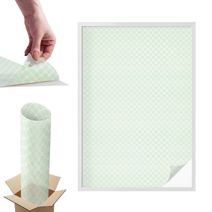 Folie geam intimitate, Wallfluent, Simetrie pastelata, Verde, 100x146 cm, Protectie Solara si Intimitate, Autoadeziva Decorativ, 010450850080000012877
