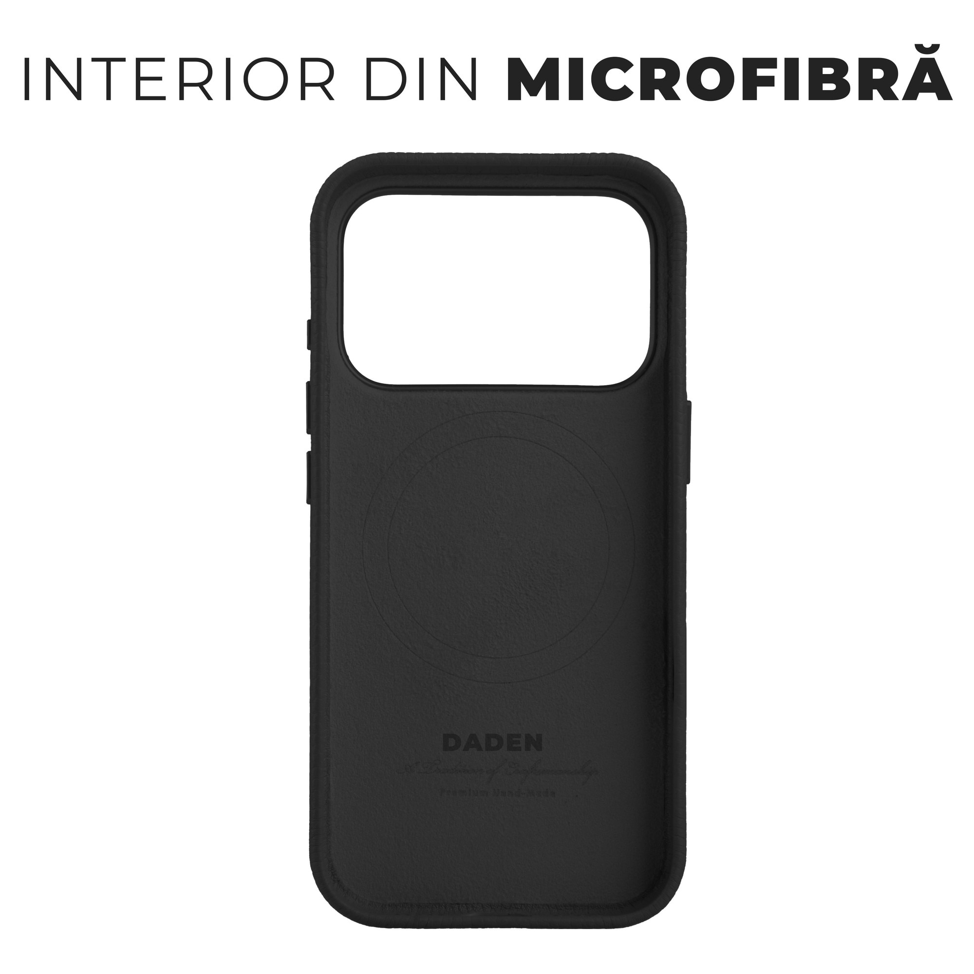Husa pentru Apple iPhone 17 Pro Daden Luxury din piele naturala, Magsafe, Protectie Action Button, Calitate Premium, Handmade, Negru