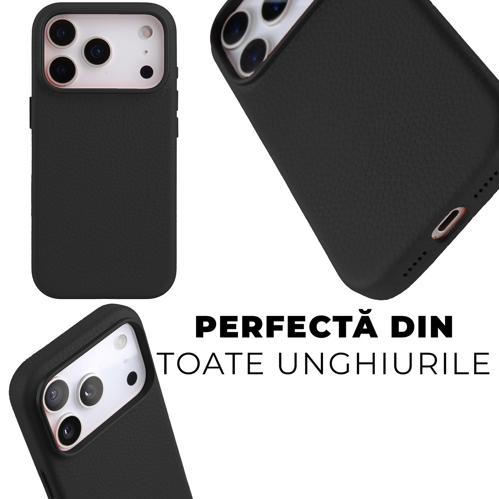 Husa pentru Apple iPhone 17 Pro Daden Luxury din piele naturala, Magsafe, Protectie Action Button, Calitate Premium, Handmade, Negru