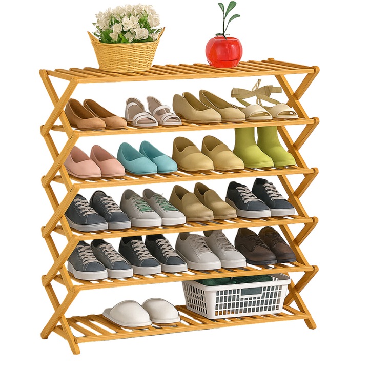 5 szintes bambusz cipőtartó