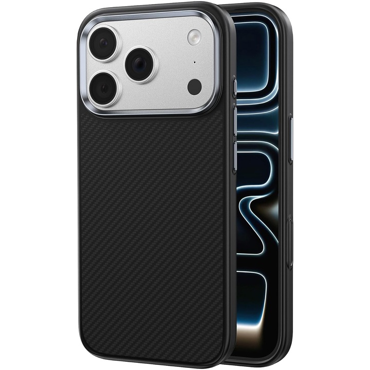 Husa pentru iPhone 17 Pro Max Daden® Armor Pro din fibra de aramida/Kevlar, MagSafe Integrat, Margini portejate, Protectie Antisoc, Camera Ultra Safe, Negru