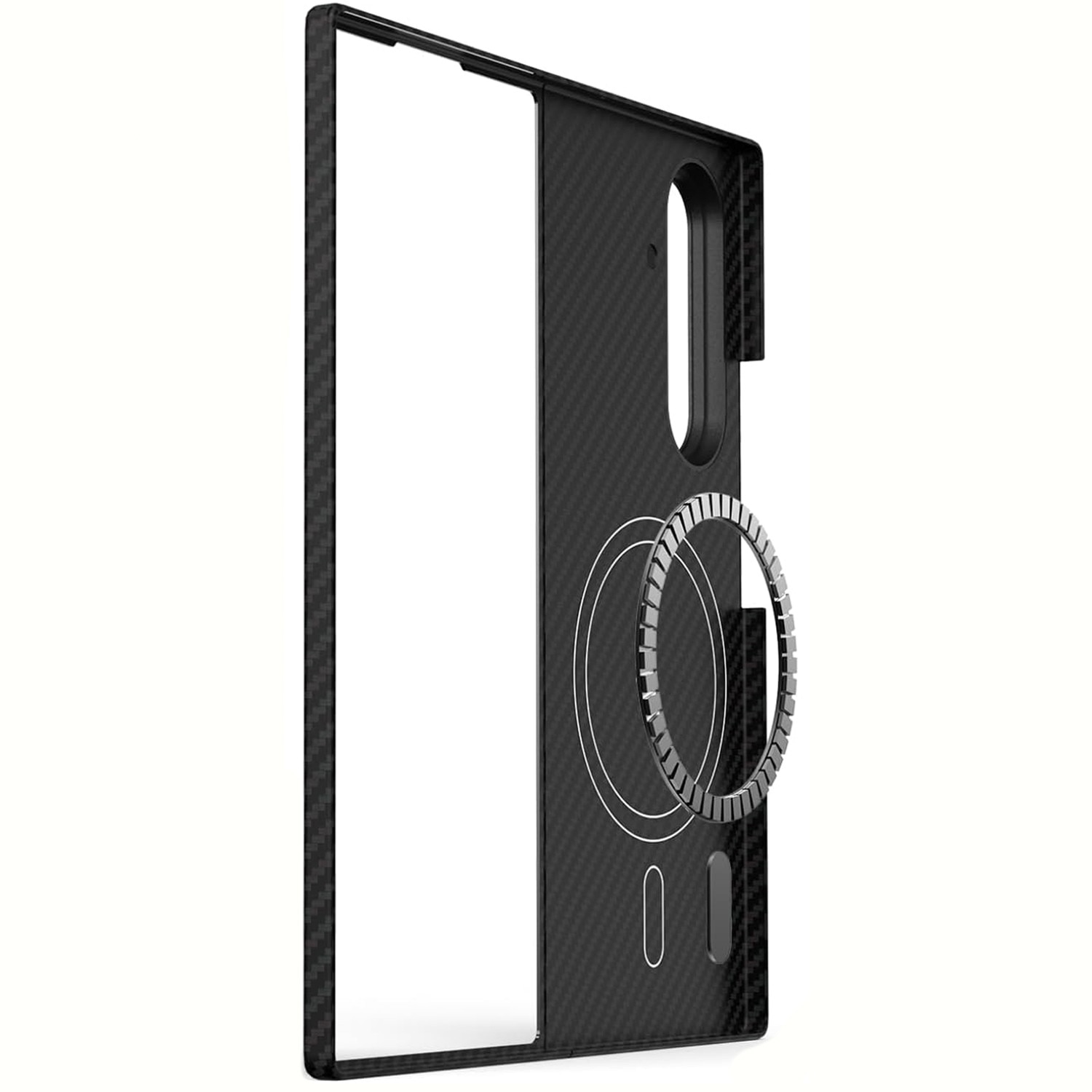 Husa pentru Samsung Z Fold 7 din fibra de aramida/kevlar Daden®, Magsafe intergrat, Protectie Antisoc, Camera Ultra Safe, Negru