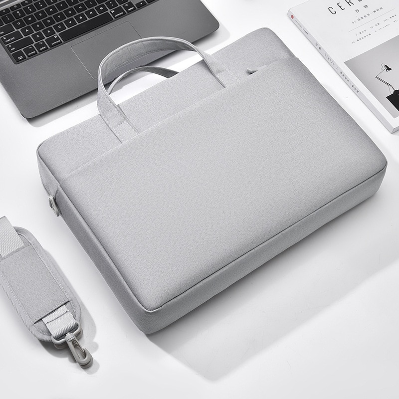 Geanta pentru laptop, 16 inch, impermeabila si rezistenta la socuri, 28, 5 x 8 x 40 cm, compacta si portabila, gri