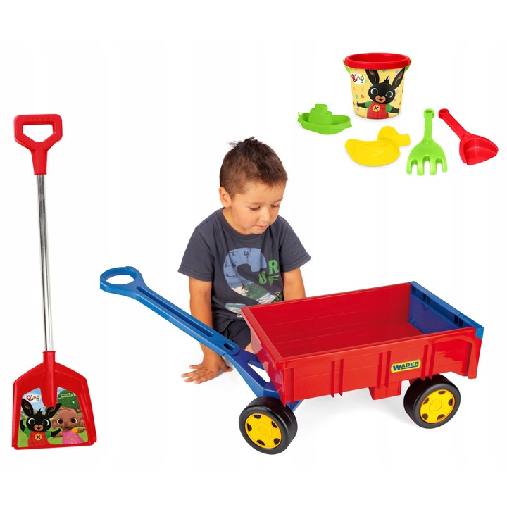 Set de Joaca pentru Nisip Wader Bing, carucior 48cm, lopata 66cm, multicolor