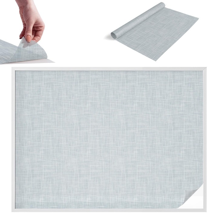 Декоративно фолио за прозорци, Wallfluent, Деликатно тъкане, Светлосин, 200 x 146 cm, с ефект на витраж, самозалепващо се, 010450850090000033452