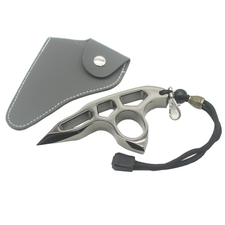 Комплект за самозащита, Axroad Mall, Кастет тип розета, Самозащита, 12.8x6.3x1.4см, Неръждаема стомана, Сребрист