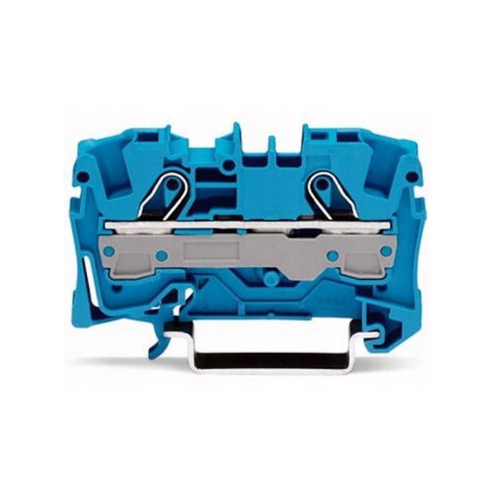 Conector electric Wago 2P, albastru, 0.5-10mm, montaj pe sina TS 35