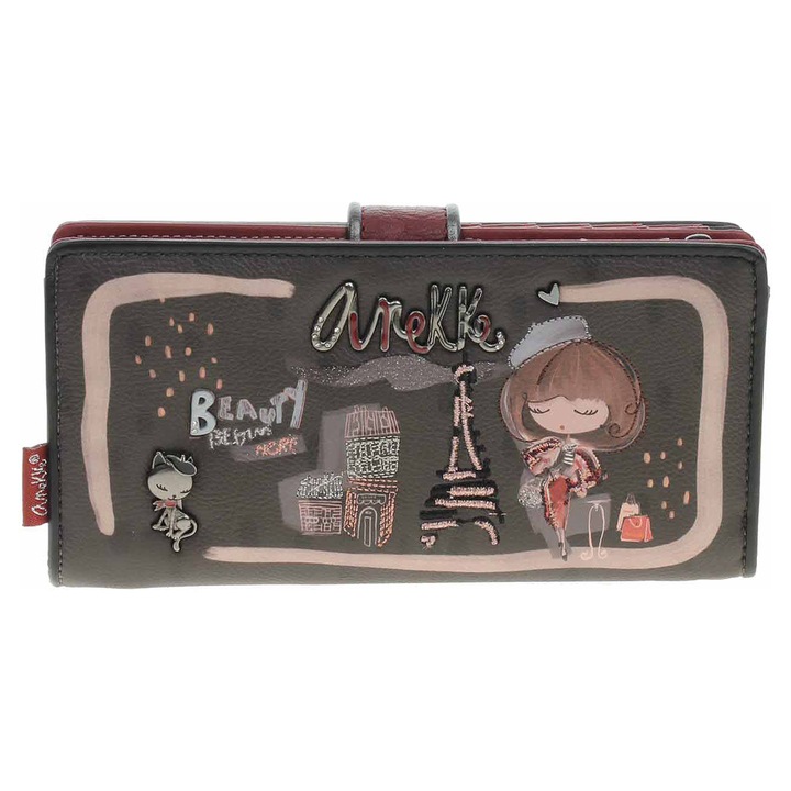 Portofel dama Anekke Mademoiselle, protectie RFID, maro, 19x10x3cm