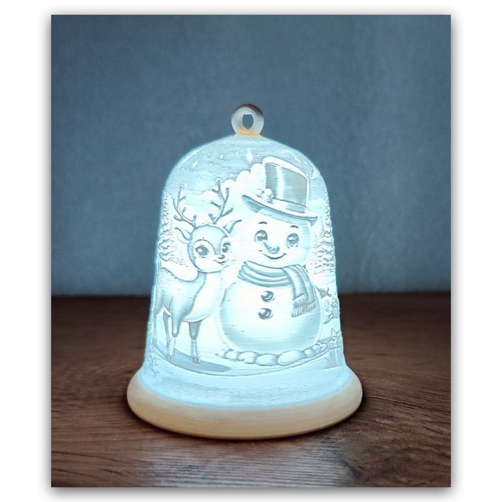 Lampa decorativa 3D "Winter Bell", lampa de masa, cadou elegant, 10x12 cm, multicolor