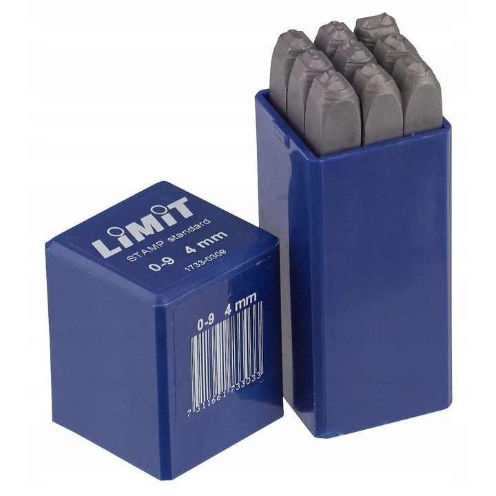 Fakészlet bélyegzők 0-9 Limit, 6mm, acélból, műanyag doboz
