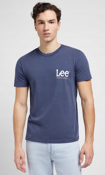 Férfi póló, Lee, Drama Blue, pamut, kék, rövid ujjú