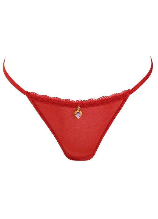 Női tanga fehérnemű Eventeam, karácsonyi, csipke, strassz, piros, egy méret S-L