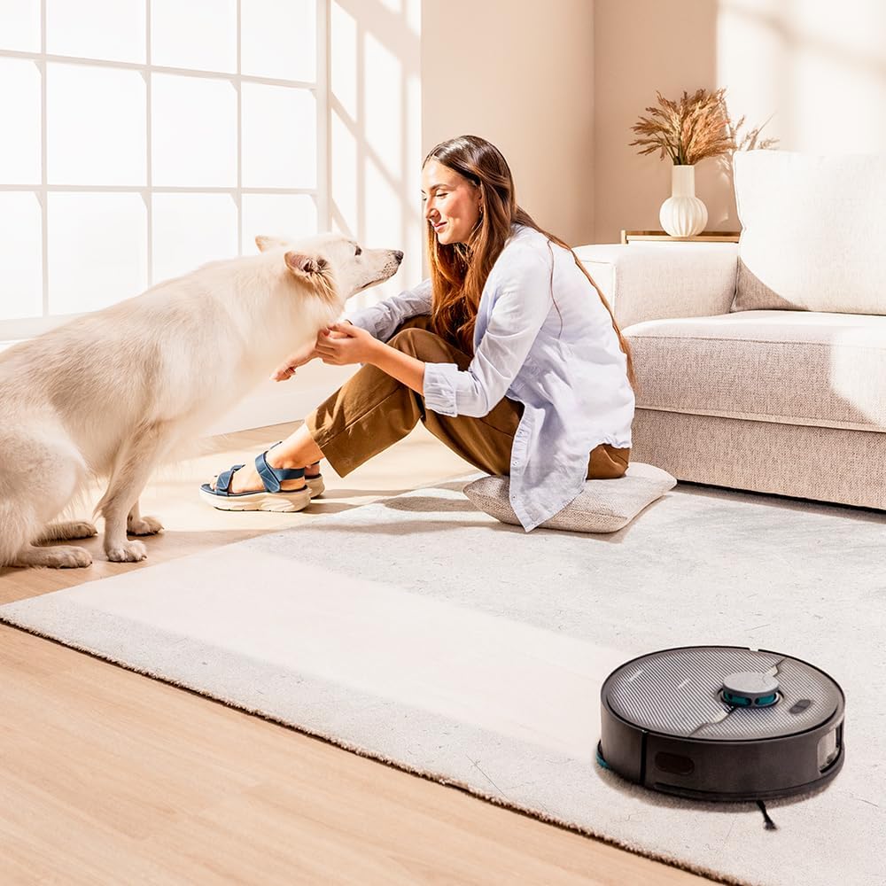 Aspirator robot Cecotec Conga X70 Spin cu baza de auto-golire si motor de aspirare IA Conga X70 Spin, 15.000 Pa, baza 4-in-1, tehnologie laser, mopuri rotative, perie laterala, control prin aplicatie si Bluetooth