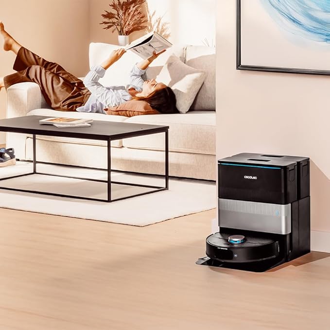 Aspirator robot Cecotec Conga X70 Spin cu baza de auto-golire si motor de aspirare IA Conga X70 Spin, 15.000 Pa, baza 4-in-1, tehnologie laser, mopuri rotative, perie laterala, control prin aplicatie si Bluetooth