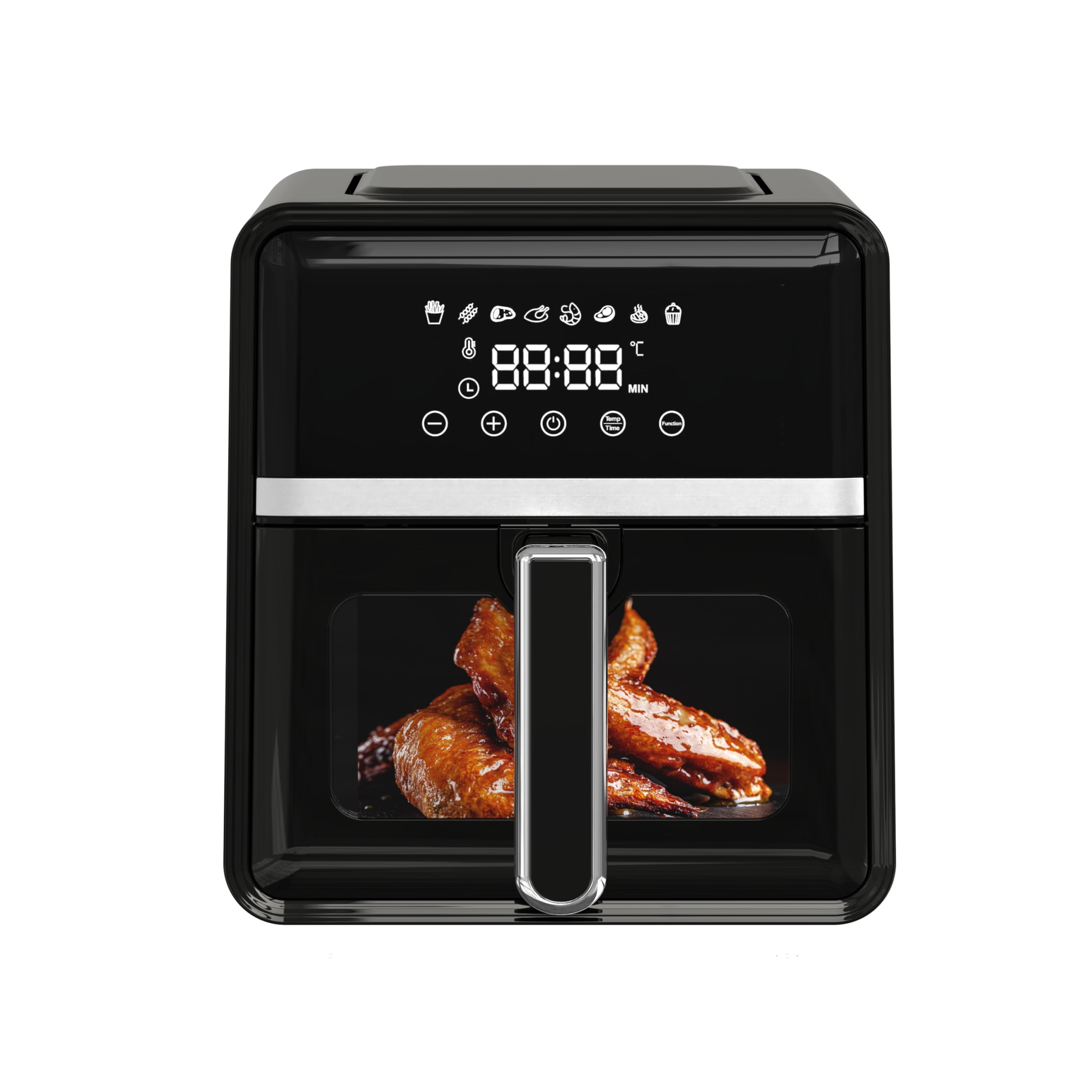 Friteuza cu aer cald NobeLTek NAF1400B, putere maxima 1400 W, display LCD, capacitate 5 litri, timer, 8 programe predefinite, temperatura reglabila 80-200 grade Celsius, cos cu man