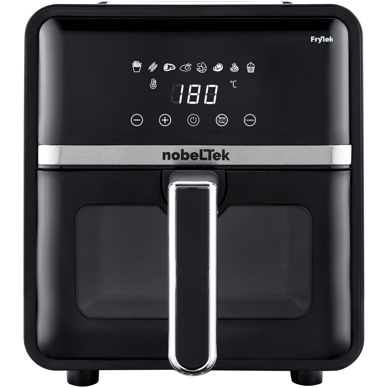 Friteuza cu aer cald NobeLTek NAF1400B, putere maxima 1400 W, display LCD, capacitate 5 litri, timer, 8 programe predefinite, temperatura reglabila 80-200 grade Celsius, cos cu maner, negru