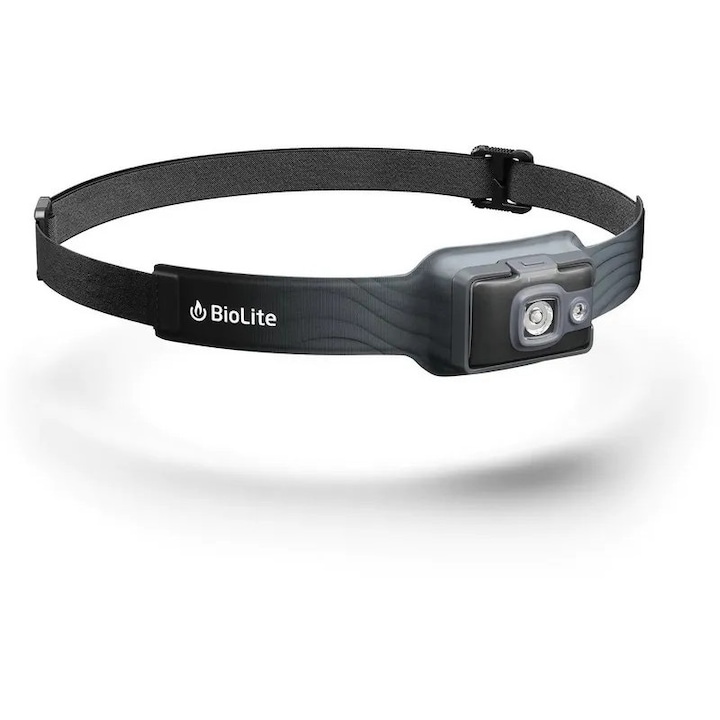 Lanterna frontala BIOLITE HeadLamp 325lm, 325 lumeni, 4 moduri de iluminare, greutate 50g, incarcare USB, impermeabila IPX4, culoare gri-negru