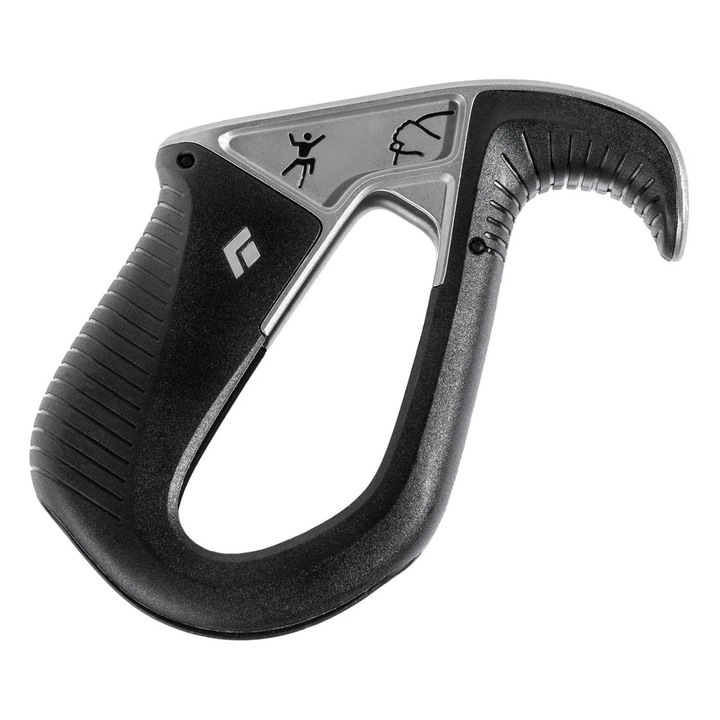 Dispozitiv de asigurare Black Diamond ATC Pilot, forma ergonomic, corp din otel, pentru corzi 8,7-10,5 mm