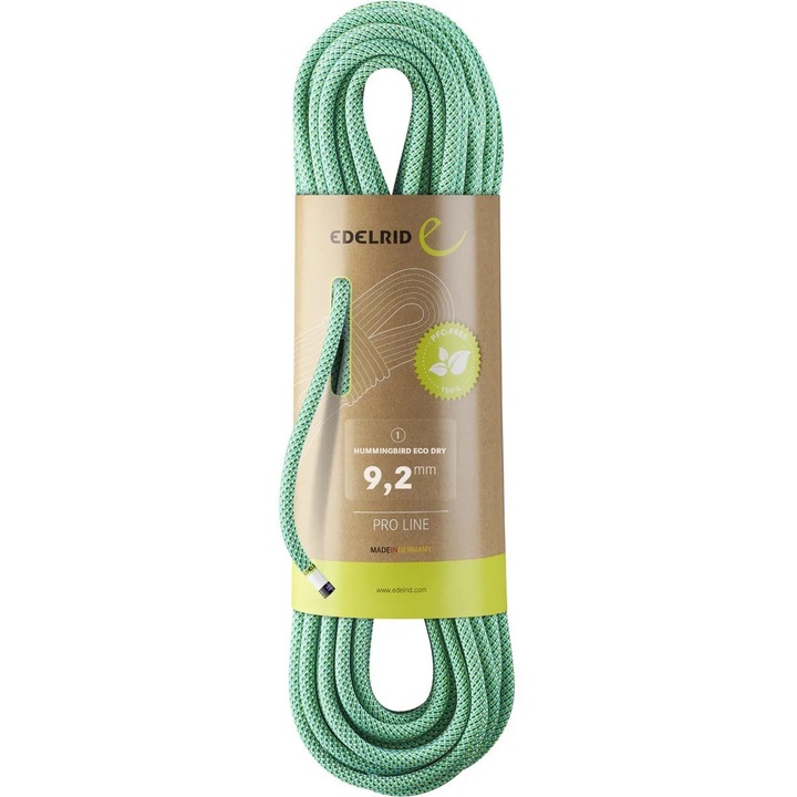 Coarda de escalada Edelrid Hummingbird Eco Dry 9,2mm, 60m, tehnologie Eco Dry, verde