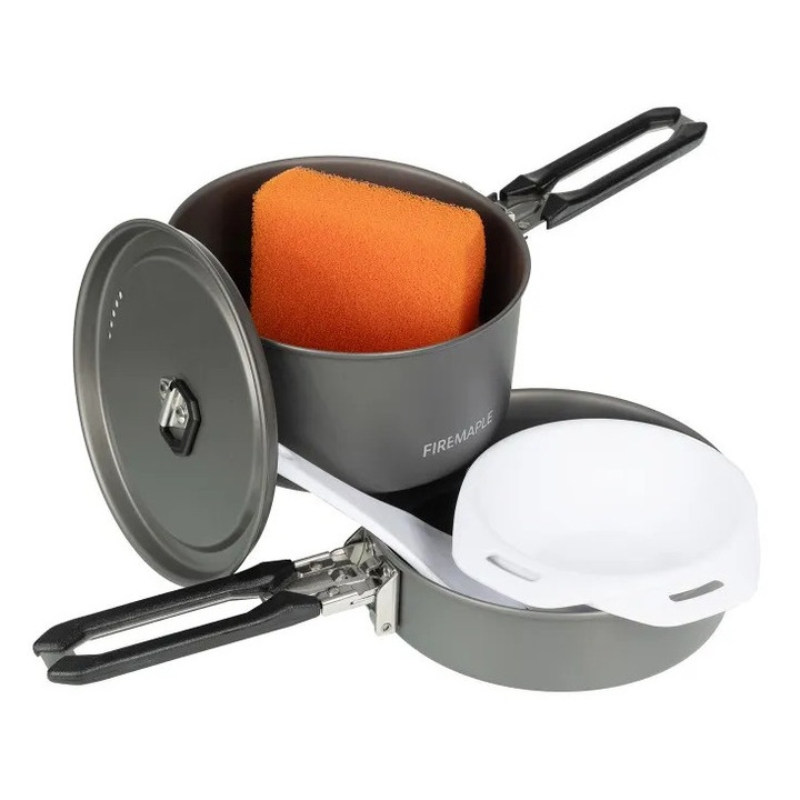 Set vase camping Fire-Maple, aluminiu anodizat, 0,9l, 0,5l, negru